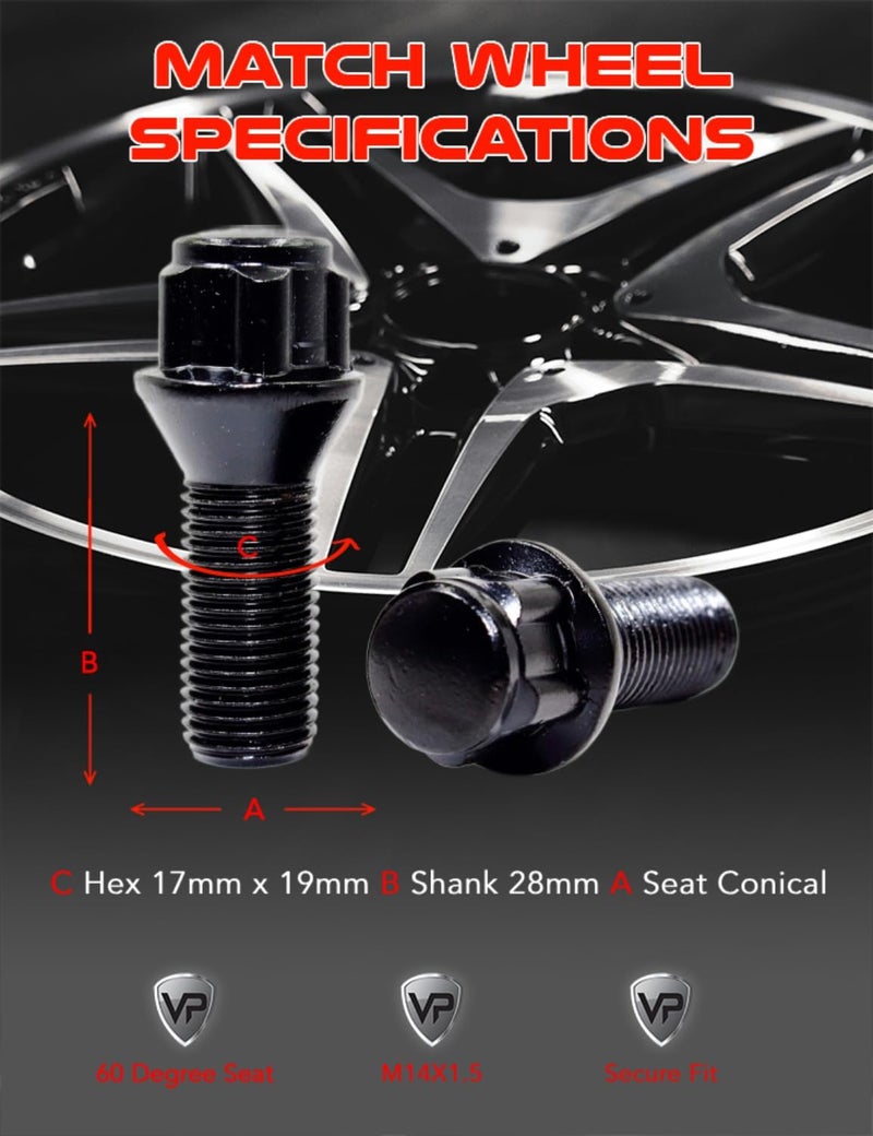 Veritek Performance Black Wheel Bolt Locks Set - Image 5