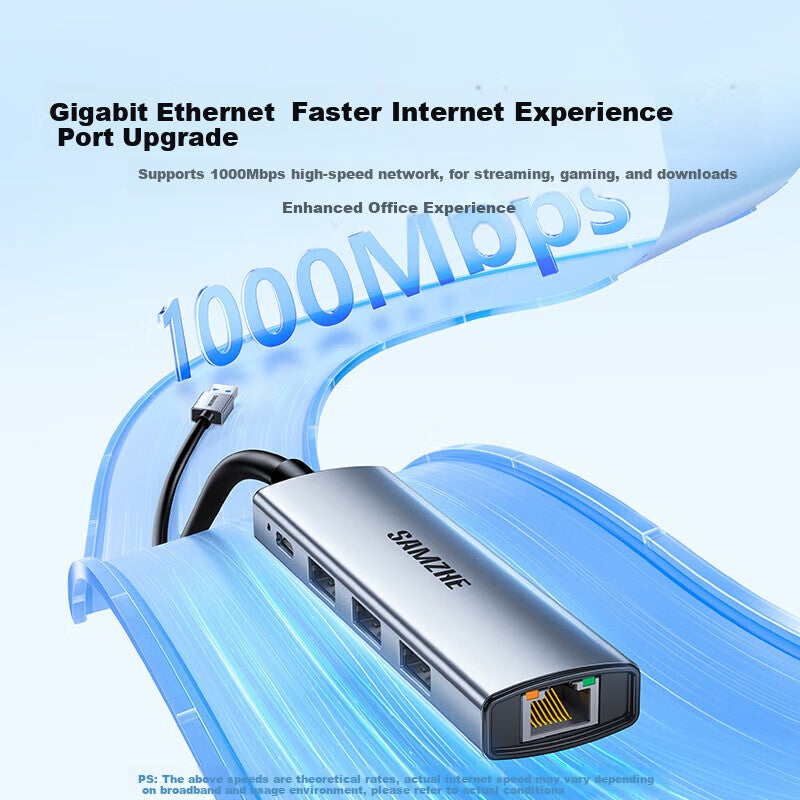 SAMZHE USB3.0 إلى جيجابت إيثرنت توسيع حوض الوصل الفاصل ، محول كابل شبكة الكمبيوتر المحمول RJ45 محول سطح المكتب توسيع حوض HWK1-A - Image 1