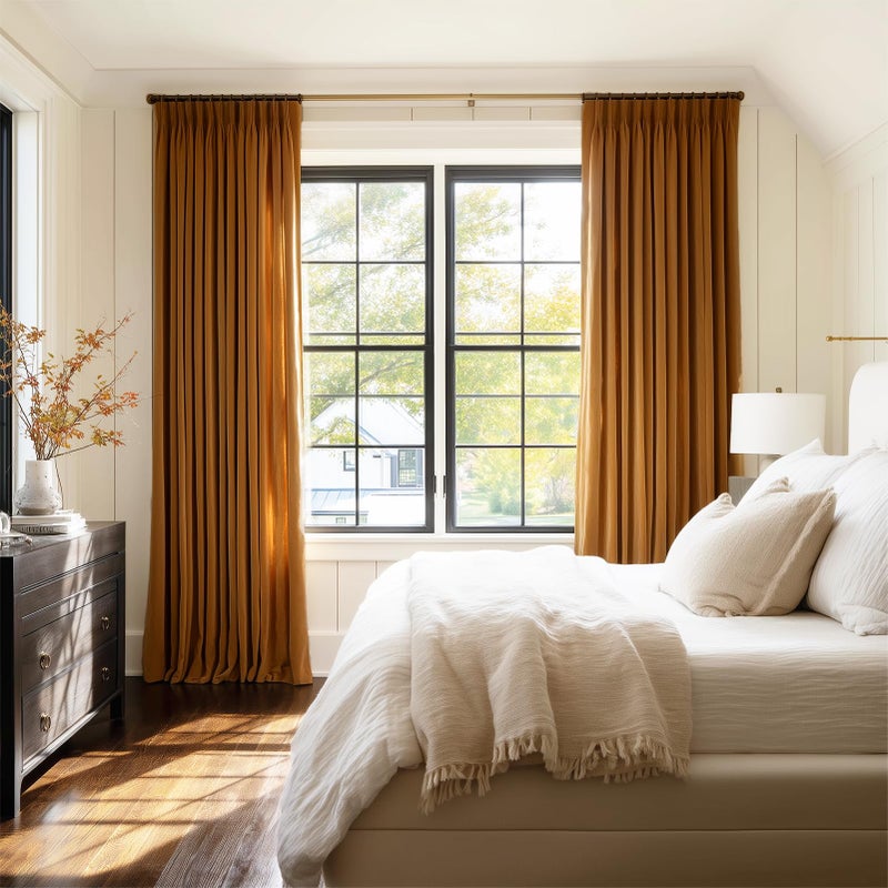 Drapenova Gold Brown Velvet Pinch Pleated Curtains 84 Inches Long for Living Room Bedroom Yellow Luxury Elegant Decorative Thermal Insulated Room Darkening Window Treatments,40x84 Inches,2 Panels - Image 5