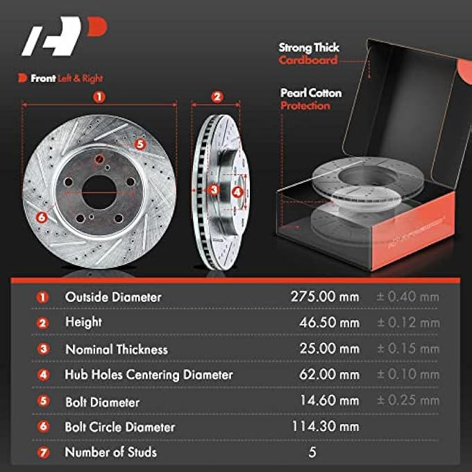 rayihni APremium Front Drilled and Slotted Disc Brake Rotors and Pads Kit Compatible with Toyota RAV4 20062018 Prius V Lexus HS250h Scion xB 6PC Set - Image 3