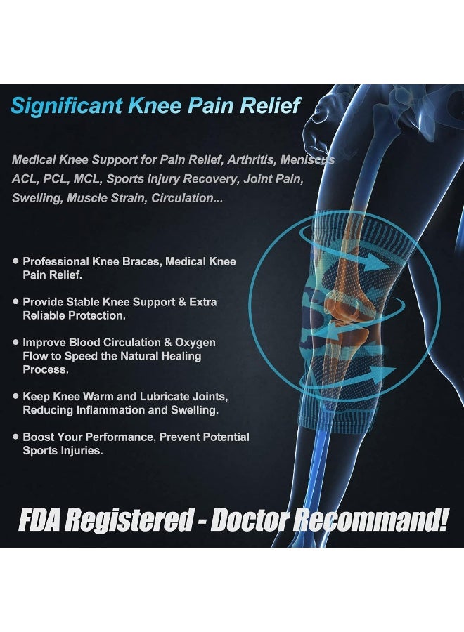 NEENCA Professional Knee Brace, Compression Knee Sleeve with Patella Gel Pad & Side Stabilizers Knee Support Bandage for Pain Relief Medical Knee Pad for ACL Running Joint Recovery - Image 4