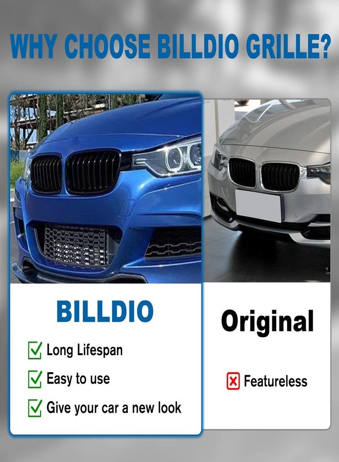BILLDIO F30 Grille - Black Kidney Single slats Grill Compatible With BMW 3 Series F30 F31 2012-2018 320i 328i 328d 330e 330i 335i 340i 328i,ABS Gloss Black Kidney Grill - Image 5