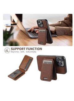 Aookay For iPhone 16 Pro Max Leather Card Holder Phone Case, Magnetic Stand, Wireless Charging Leather Cover 2 in 1 Detachable Card Case Phone Case Compatible for iPhone16 Pro Max (Black-H15)  - Image 3