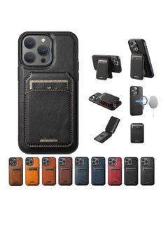 Aookay For iPhone 16 Pro Max Leather Card Holder Phone Case, Magnetic Stand, Wireless Charging Leather Cover 2 in 1 Detachable Card Case Phone Case Compatible for iPhone16 Pro Max (Black-H15)  - Image 1