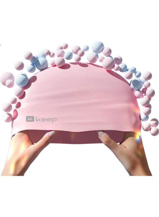 Keep Swimming Cap, Silicone Waterproof, Non-Binding, For Adults, Men And Women, Large Size, For Children With Large Head Circumference, Cherry Blossom Pink - Image 3
