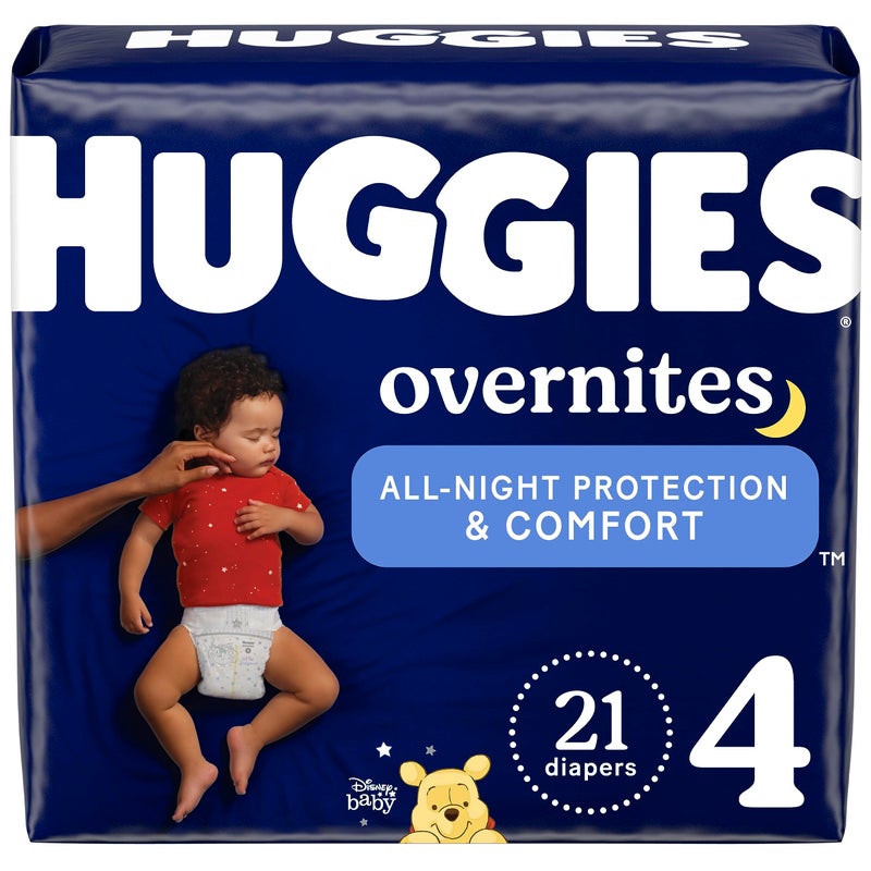 HUGGIES Nighttime Baby Diapers Size 4, 21 Ct, Huggies Overnites - Image 1