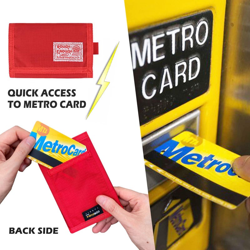 RE ROUGH ENOUGH Rough Enough Kids Wallet for Boys Girls Preppy Teen with Neck Lanyard Keychain Cordura Red - Image 4