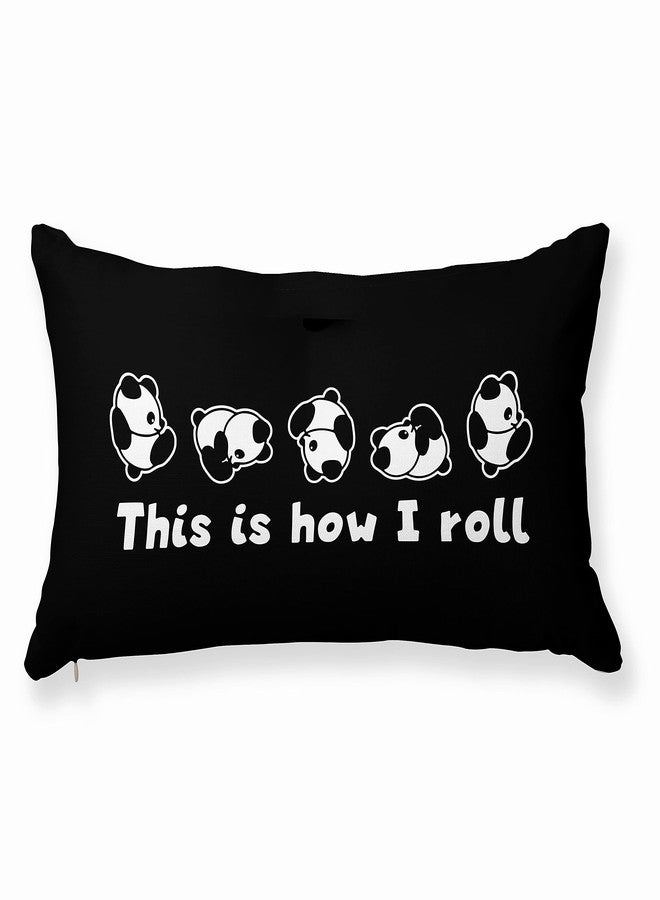 HUYAW This Is How I Roll Panda Throw Pillow Cover, Funny Bear Gifts for Women Men Kids, Cute Pillow Case 12x20 Inch, Themed Room Bedroom Sofa Home Nursery Decor - Image 1