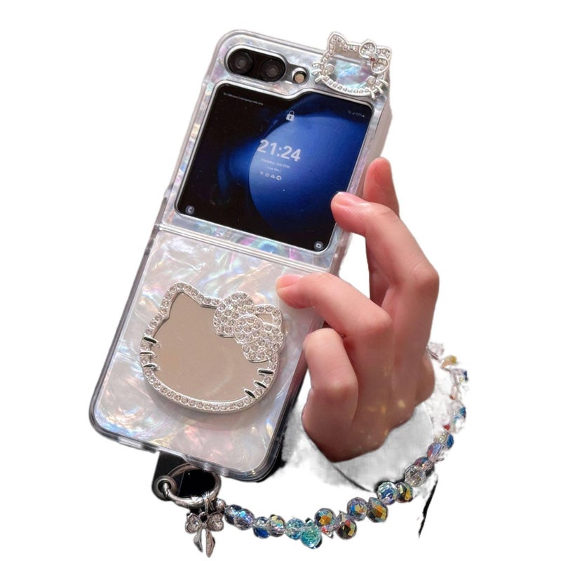 غطاء واقي | Mirror | حماية من السقوط | مرآة بنمط الصدفة | مقاوم للصدمات لـ Samsung Galaxy Z Flip 4 - Image 2
