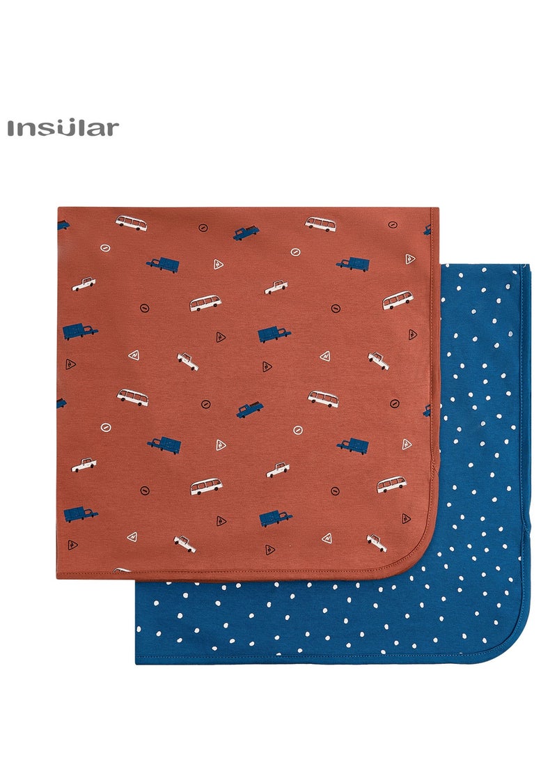 انسولار 2 قطعة قماش قطني مبقع لحديثي الولادة