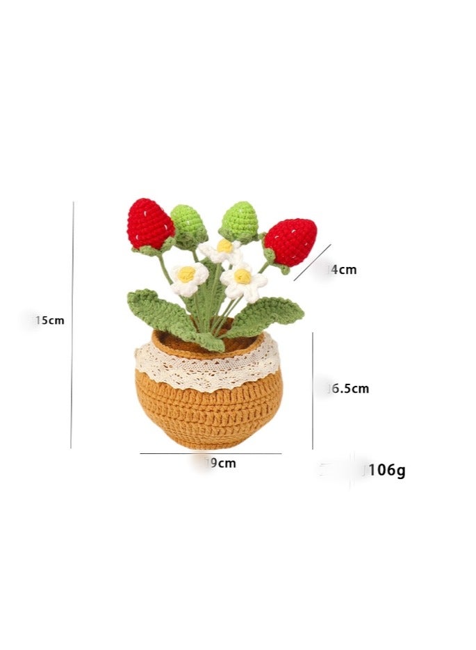 باقة من النباتات المزروعة يدوياً، زهور صناعية م woven بشكل جميل مع أصص أنيقة، مناسبة للأصدقاء، النساء، الأطفال، ديكور منزلي مثالي، مناسبة للمكتب. - Image 5