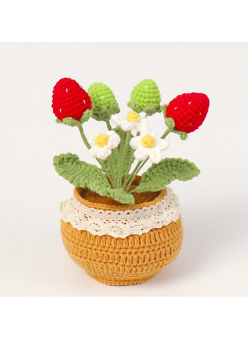 باقة من النباتات المزروعة يدوياً، زهور صناعية م woven بشكل جميل مع أصص أنيقة، مناسبة للأصدقاء، النساء، الأطفال، ديكور منزلي مثالي، مناسبة للمكتب. - Image 1