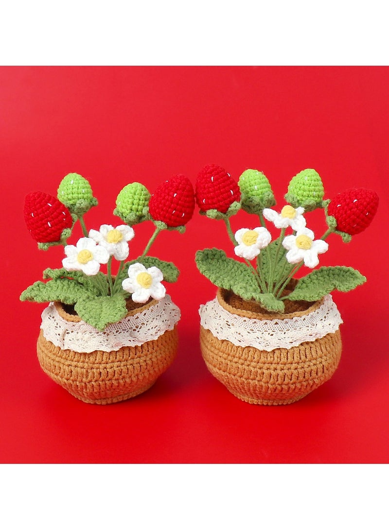 باقة من النباتات المزروعة يدوياً، زهور صناعية م woven بشكل جميل مع أصص أنيقة، مناسبة للأصدقاء، النساء، الأطفال، ديكور منزلي مثالي، مناسبة للمكتب. - Image 4