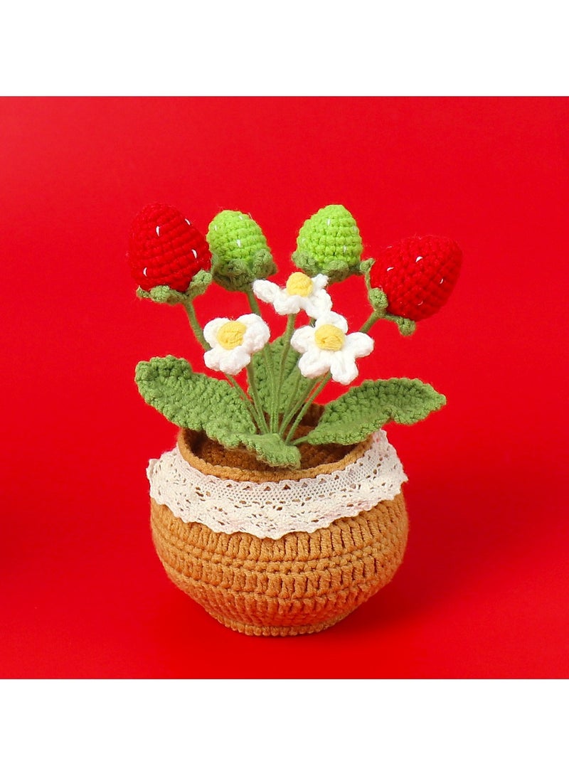 باقة من النباتات المزروعة يدوياً، زهور صناعية م woven بشكل جميل مع أصص أنيقة، مناسبة للأصدقاء، النساء، الأطفال، ديكور منزلي مثالي، مناسبة للمكتب. - Image 3