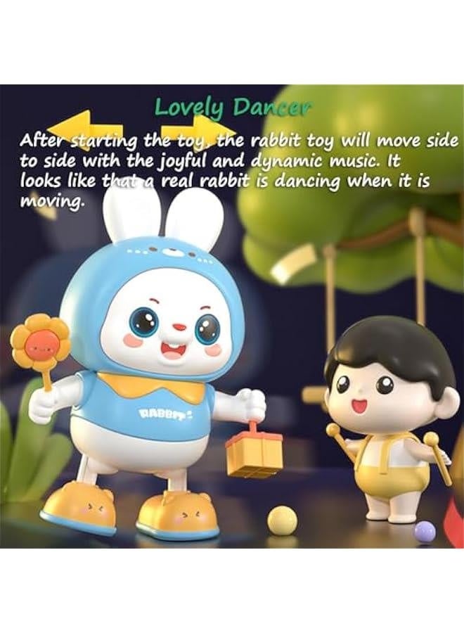 Dancing Rabbit Toy, Lovely Dancing Rabbit Toy Electric Rabbit Musical Toy for Kids with Dynamic Music & Cool Lights| Legs Move Sideways| Body Twist (Blue)  - Image 3