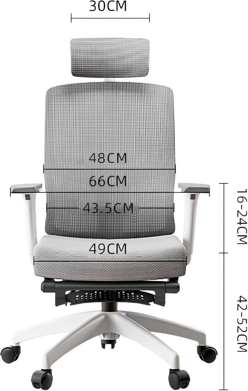 هوتس يو أيه إي كرسي مكتب مريح بمقاعد قابلة للتعديل، كرسي مكتب منزلي مريح، مقعد قابل للتعديل مع مسند ظهر مريح، ستة مساند للذراعين قابلة للتعديل، ومسند رأس قابل للتعديل ثلاثي الأبعاد (أبيض) - Image 2