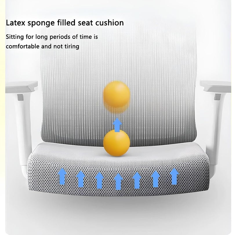 هوتس يو أيه إي كرسي مكتب مريح بمقاعد قابلة للتعديل، كرسي مكتب منزلي مريح، مقعد قابل للتعديل مع مسند ظهر مريح، ستة مساند للذراعين قابلة للتعديل، ومسند رأس قابل للتعديل ثلاثي الأبعاد (أبيض) - Image 5