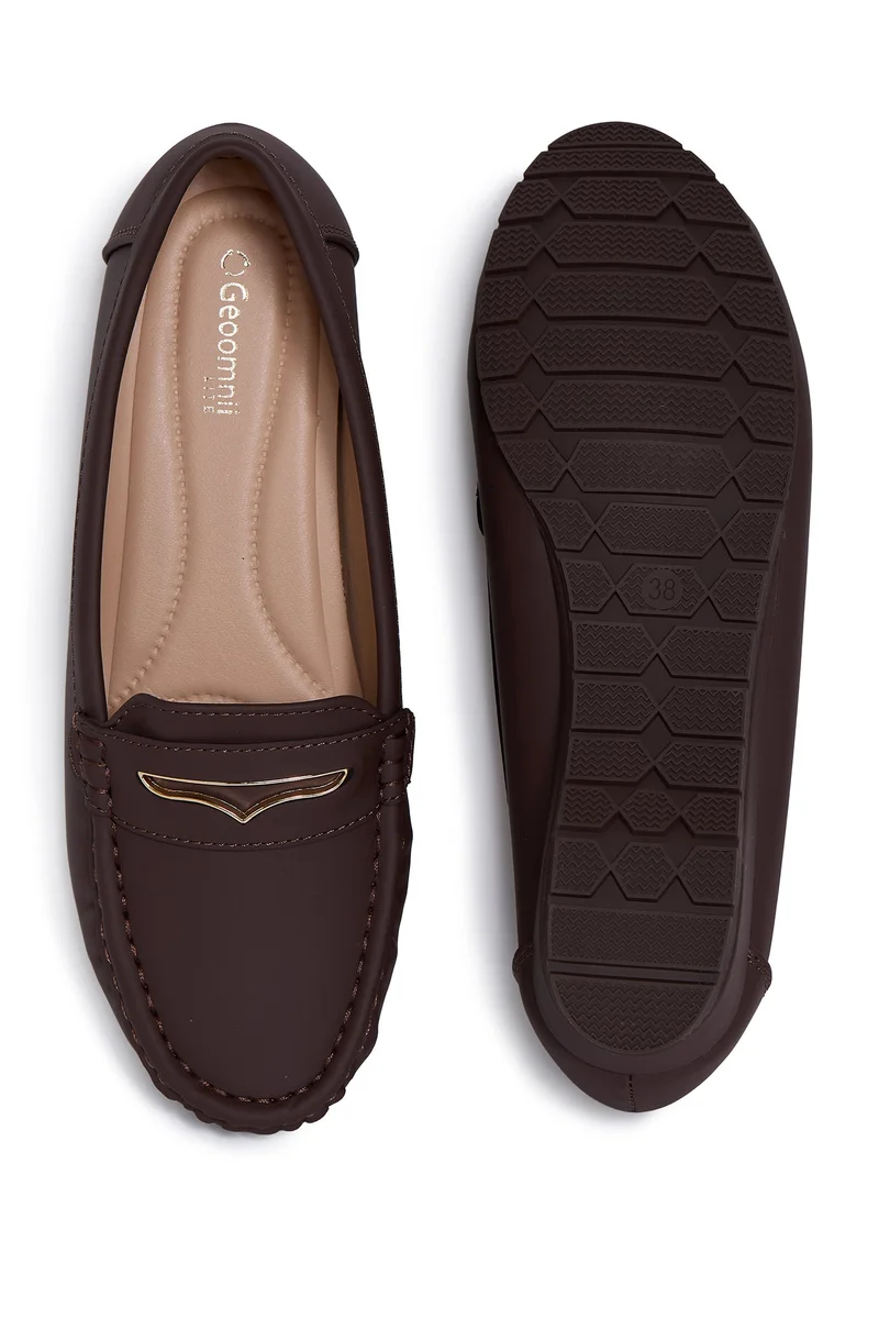 Geoomnii BROWN Geoomnii Closed Flat Shoes for Women – Comfortable Slip-On Ballet Flats for Office, Daily Wear & Casual Use for Women | Best Price UAE