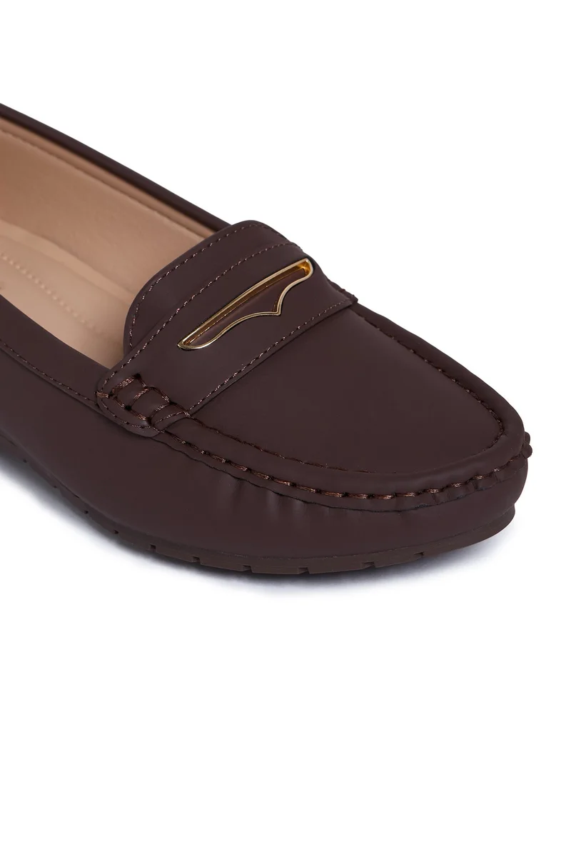 Geoomnii BROWN Geoomnii Closed Flat Shoes for Women – Comfortable Slip-On Ballet Flats for Office, Daily Wear & Casual Use for Women | Best Price UAE