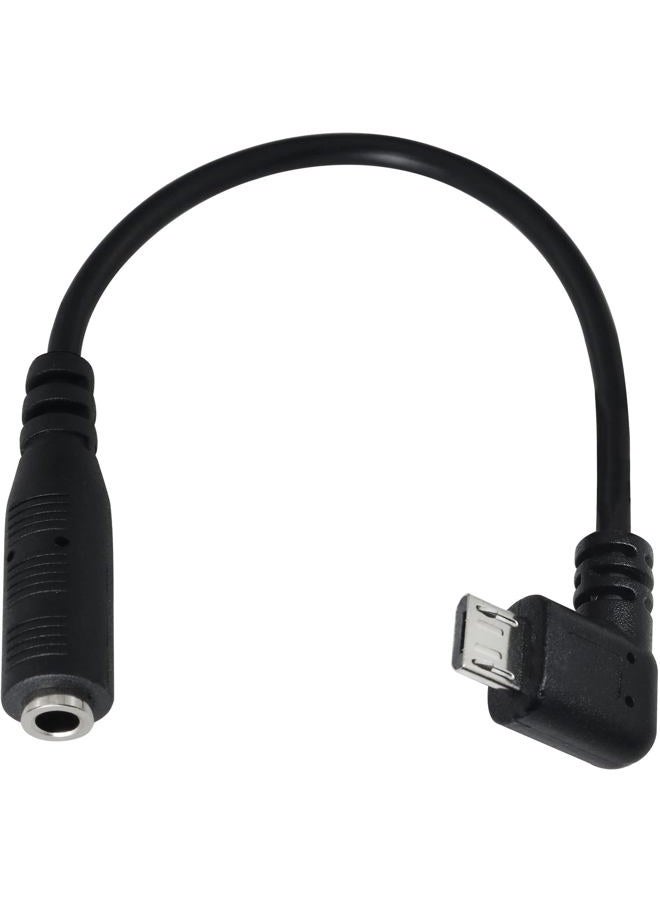 LUORNG Micro USB to 3.5mm Jack Audio Adapter Cable Black Right Angled Micro USB Male to 4 Pole 3.5mm Female Audio Cable Cord for Active Clip Mic Microphone Convert Adapter - Image 1