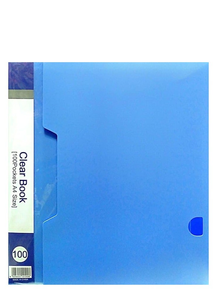 Deluxe كتاب شفاف مكون من 100 جيب، مقاس A4، باللون الأزرق - Image 1