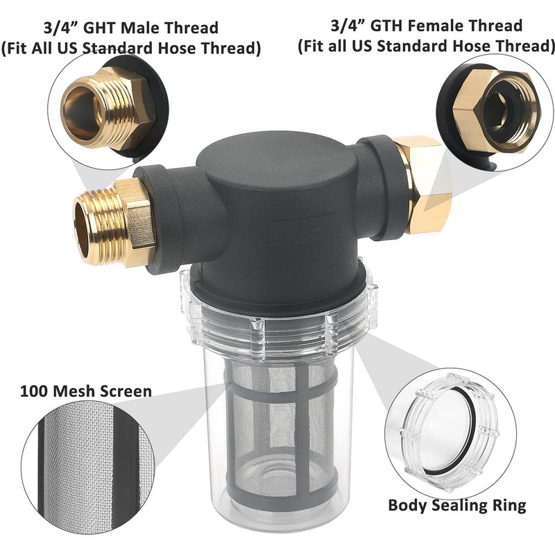 STYDDI Garden Hose Inlet Filter for High Pressure Washer, Garden Hose Water Sediment Filter Attachment with 100 Mesh Screen for Power Washer, Transfer Pump, Rain Barrels, Outdoor Spigots - Image 3