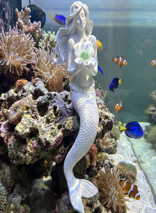 Euiroet Unique Mermaid Aquarium Decorations - Resin Fish Tank Décor Thematic Ornaments, Waterproof & Non-Toxic Mermaid Statue for Enchanting Aquarium Display, Item (White) - Image 1