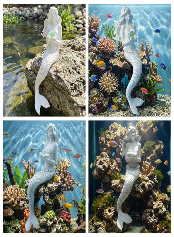 Euiroet Unique Mermaid Aquarium Decorations - Resin Fish Tank Décor Thematic Ornaments, Waterproof & Non-Toxic Mermaid Statue for Enchanting Aquarium Display, Item (White) - Image 3