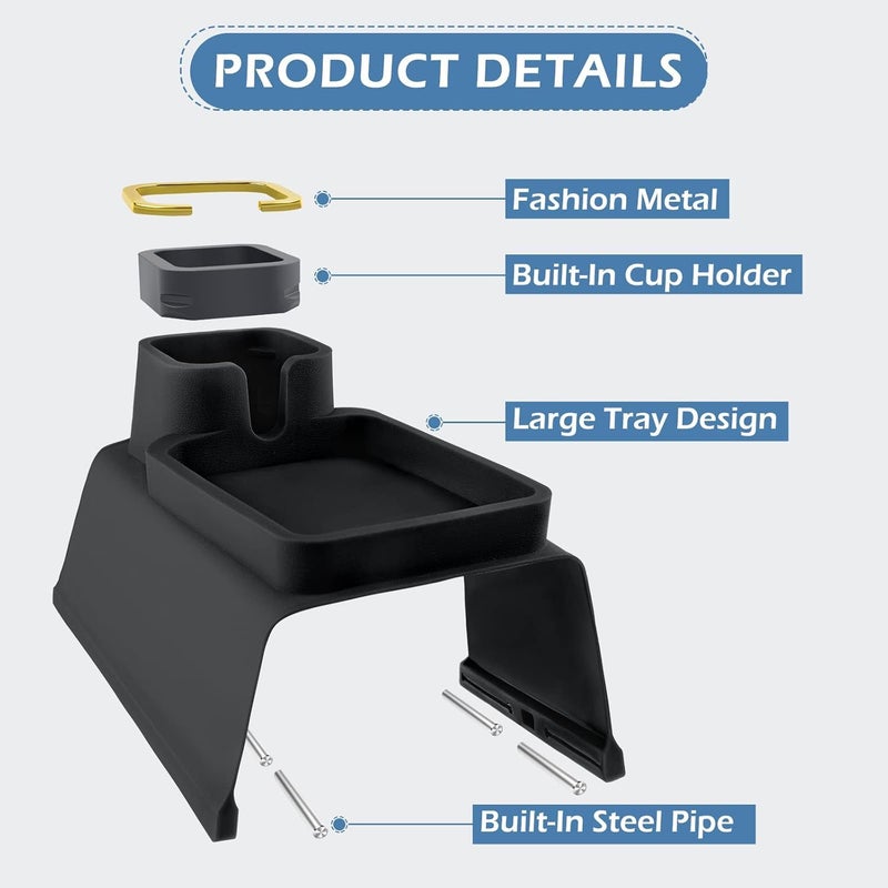 KEYOZA Couch Tray Cup Holder Silicone Sofa Arm Tray with Cup Holder AntiSlip and Strong Remote Control Organizer and Drink Cup Holder for Armchair Sofa Recliner Black - Image 3