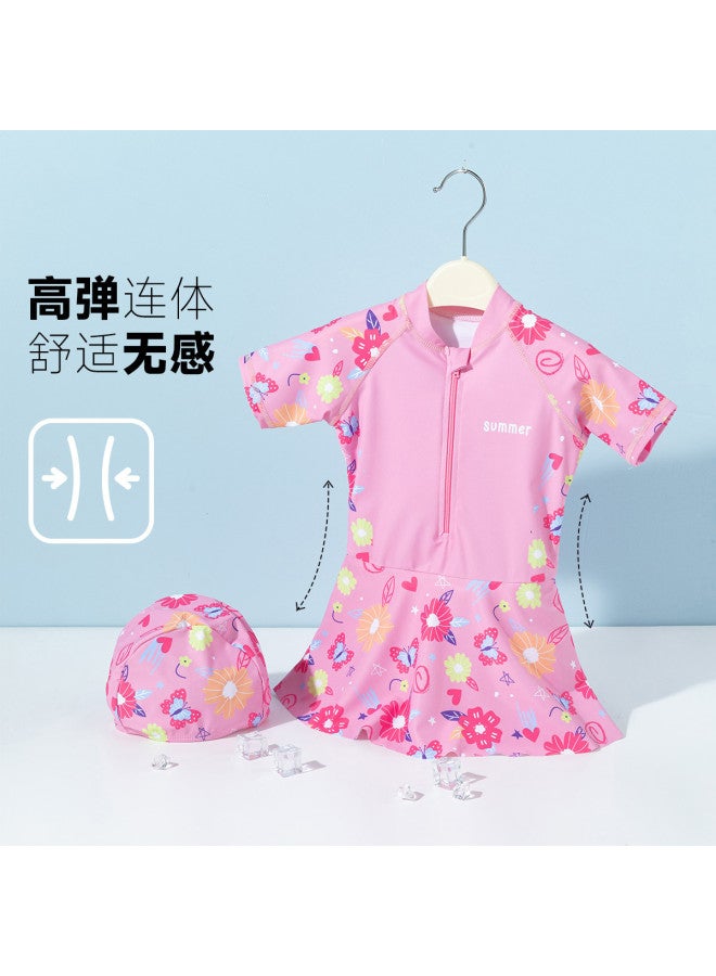 Bornbay 2025 Summer New Girls' One-piece Swimsuit With Soft High-elasticity Quick-dry Swim Skirt - Image 4