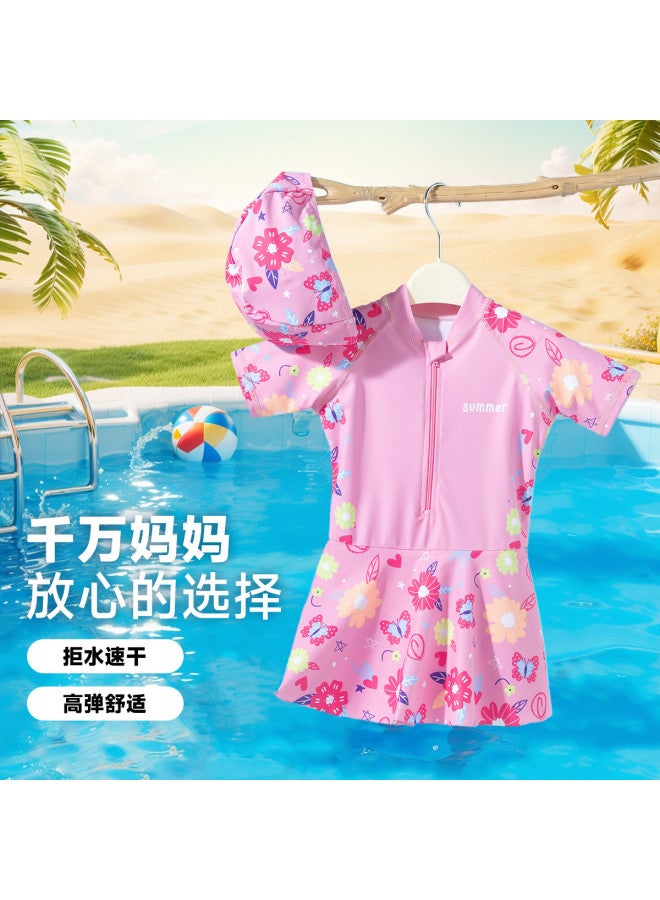 Bornbay 2025 Summer New Girls' One-piece Swimsuit With Soft High-elasticity Quick-dry Swim Skirt - Image 2