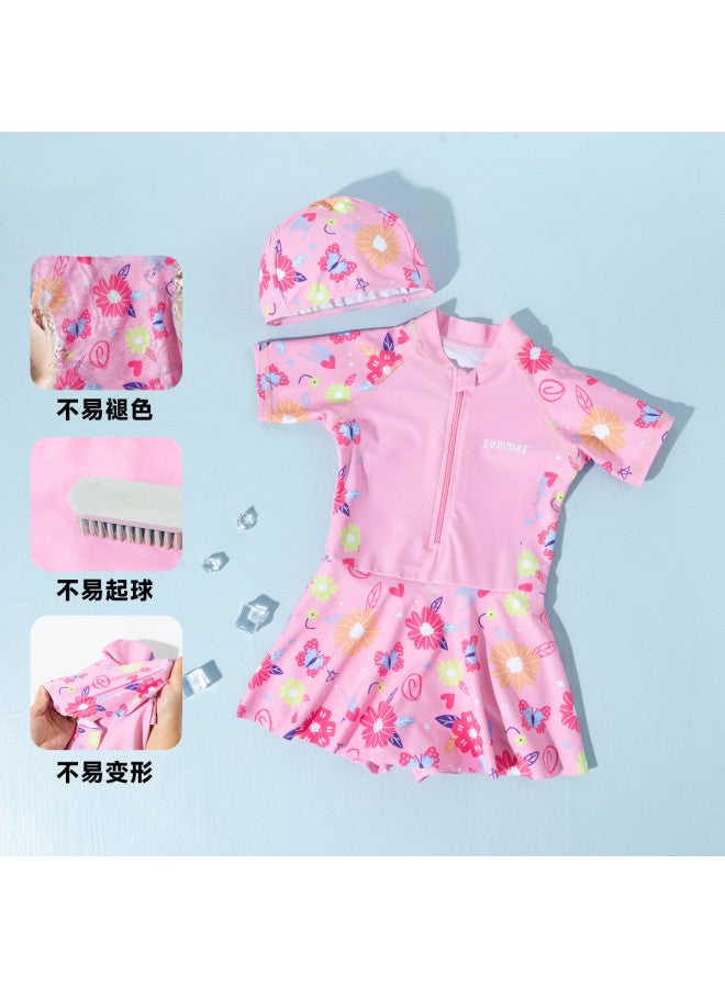 Bornbay 2025 Summer New Girls' One-piece Swimsuit With Soft High-elasticity Quick-dry Swim Skirt - Image 5