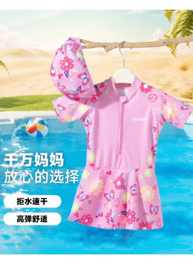 Bornbay 2025 Summer New Girls' One-piece Swimsuit With Soft High-elasticity Quick-dry Swim Skirt - Image 1