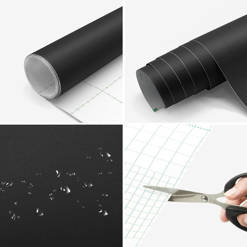 seonta Matte Black Contact Paper 16"x78.7" Black Peel and Stick Wallpaper Thick Black Wallpaper Waterproof Decorative Self Adhesive Vinyl Film Wrap Contact Paper for Cabinets Countertops Walls Table - Image 2