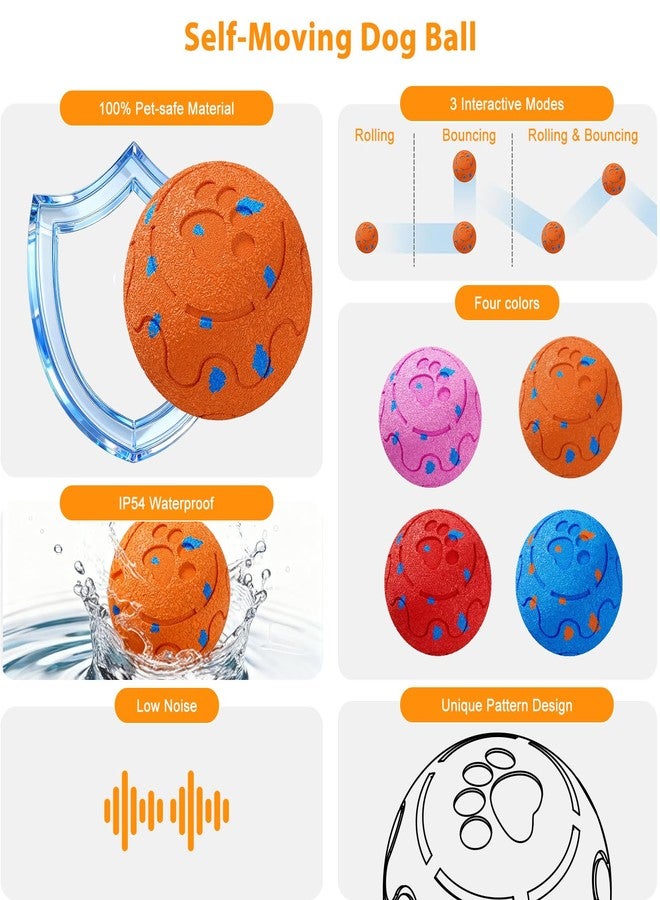 morhandisn Dog Balls: Interactive Dog Ball, Self-Moving Dog Toy with Auto-Rolling & Bouncing, E-TPU Material, IP54 Waterproof, Motion-Activated (Orange) - Image 2