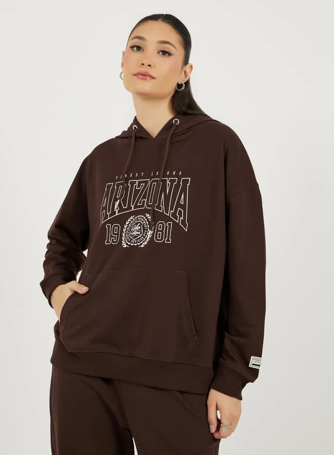 Styli Styli Graphic Print Oversized Hoodie and Cuffed Joggers Co-Ords