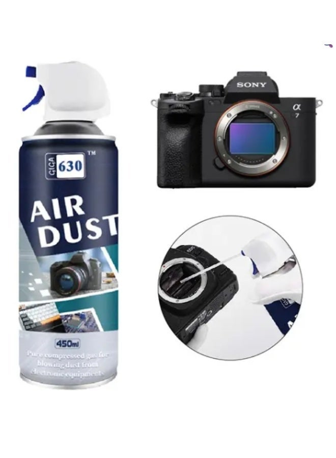 Giga Compressed Gas Air Duster 450ml Giga 630, Great for cleaning computer keyboards, mice, laptops, electronics, workstations, figurines, collectibles, window blinds, car interiors - Image 1
