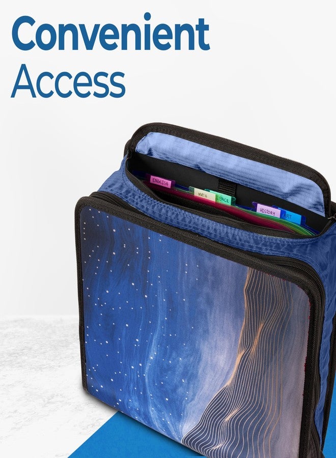 Case it Case-it Mighty Zip Tab School Zipper Binder | 3-Inch O-Rings, 600-Sheet Capacity, 5-Subject Expanding File Folder, Multiple Pockets & Storage Organizer, Shoulder Strap | D-146 Desert Night - Image 3