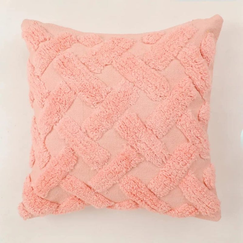 pepme pepme Criss Cross Bars Tufted Cushion Cover 16x16 Pink  - Image 2