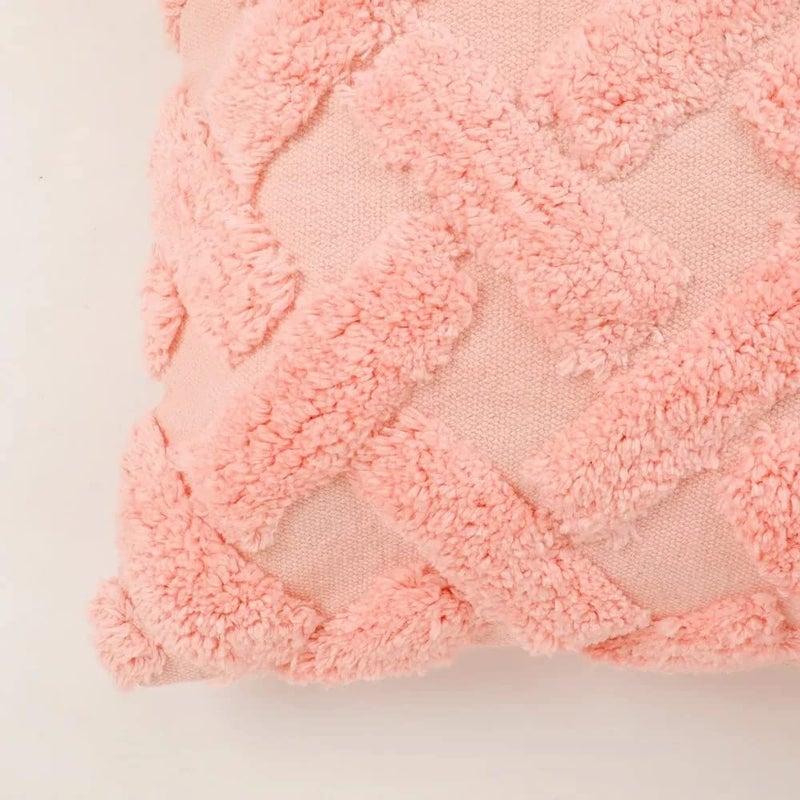 pepme pepme Criss Cross Bars Tufted Cushion Cover 16x16 Pink  - Image 4