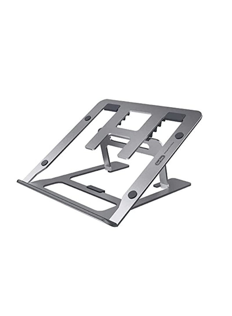 جو-ديز Go-Des حامل كمبيوتر محمول قابل للطي من سبائك الألومنيوم 6 مستويات قابلة للتعديل لتبديد الحرارة وحماية السيليكون - Image 1