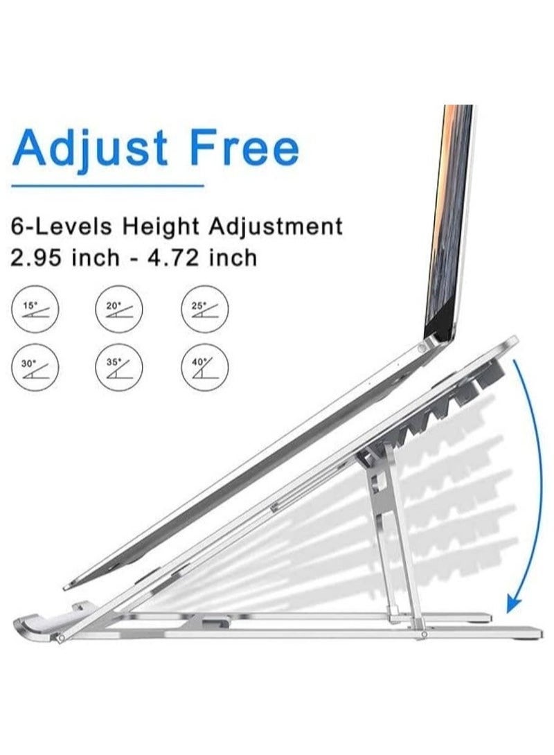 جو-ديز Go-Des حامل كمبيوتر محمول قابل للطي من سبائك الألومنيوم 6 مستويات قابلة للتعديل لتبديد الحرارة وحماية السيليكون - Image 3