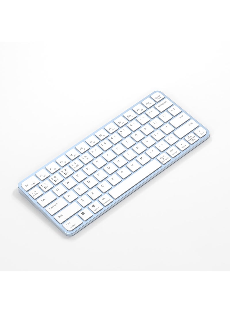 AiQi Tri-Mode Multi-Device Wireless Keyboard – 3-Connection Modes (Bluetooth 5.0, 2.4G, Bluetooth Switching), 78 Scissor Keys, Metal Ultra-Thin, Compatible with PC/Laptop/Tablet/Phone (All Systems), 14 Multimedia Shortcuts, for Office/Travel, Blue - Image 1