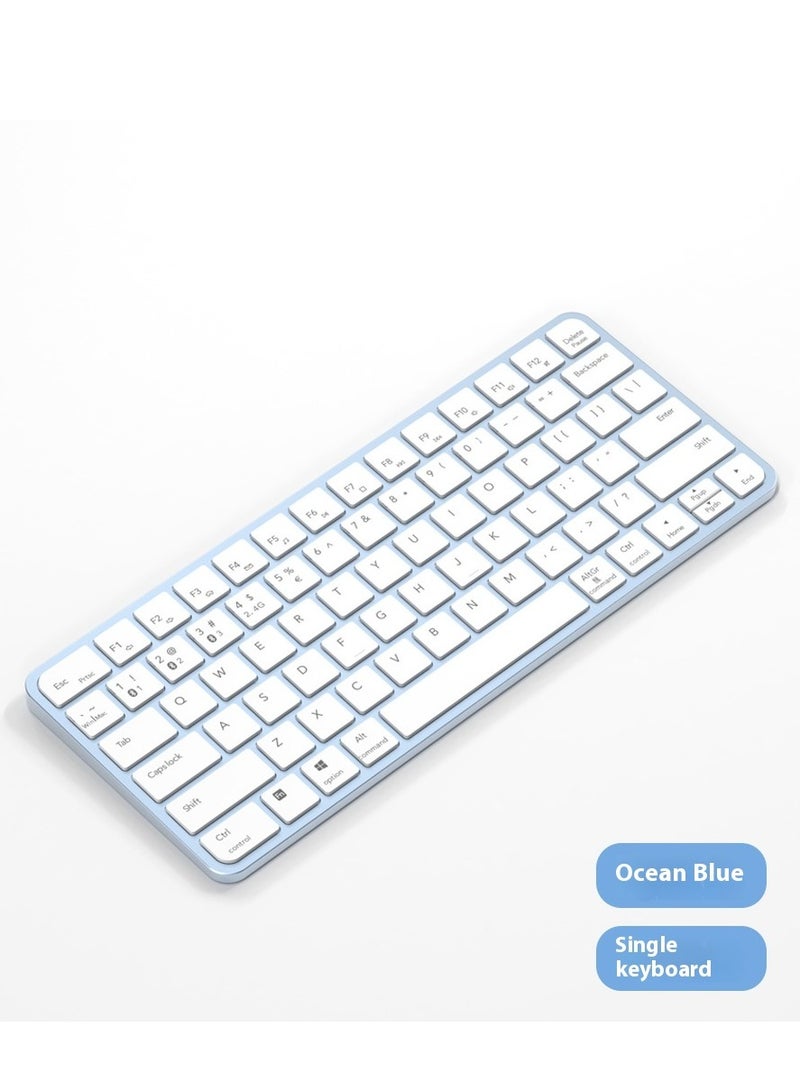 AiQi Tri-Mode Multi-Device Wireless Keyboard – 3-Connection Modes (Bluetooth 5.0, 2.4G, Bluetooth Switching), 78 Scissor Keys, Metal Ultra-Thin, Compatible with PC/Laptop/Tablet/Phone (All Systems), 14 Multimedia Shortcuts, for Office/Travel, Blue - Image 2