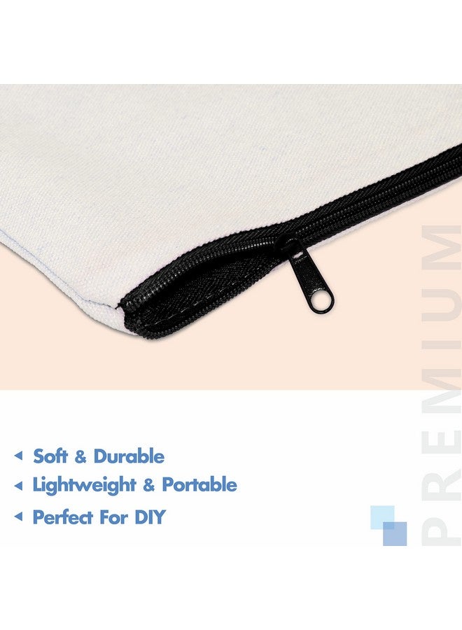 Vantasii 8 Pack Canvas Pencil Pouch, Diy Craft Zipper Bags Blank Makeup Bags Multifunctional Pouches Pencil Case For Cosmetic Toiletry Stationary (Beige, 8.3" X 4.7"), White - Image 4