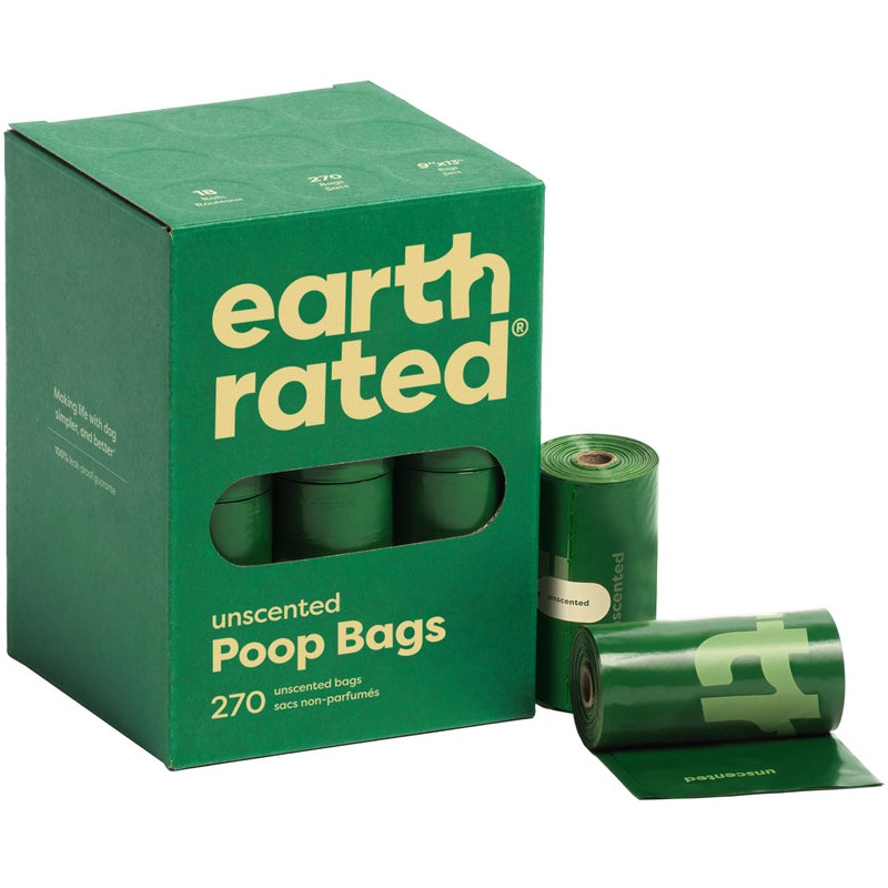 Earth Rated Poop Bags for Dogs, Guaranteed Leak Proof and Extra Thick Waste Bag Refill Rolls, Unscented, 270 Bags - Image 1