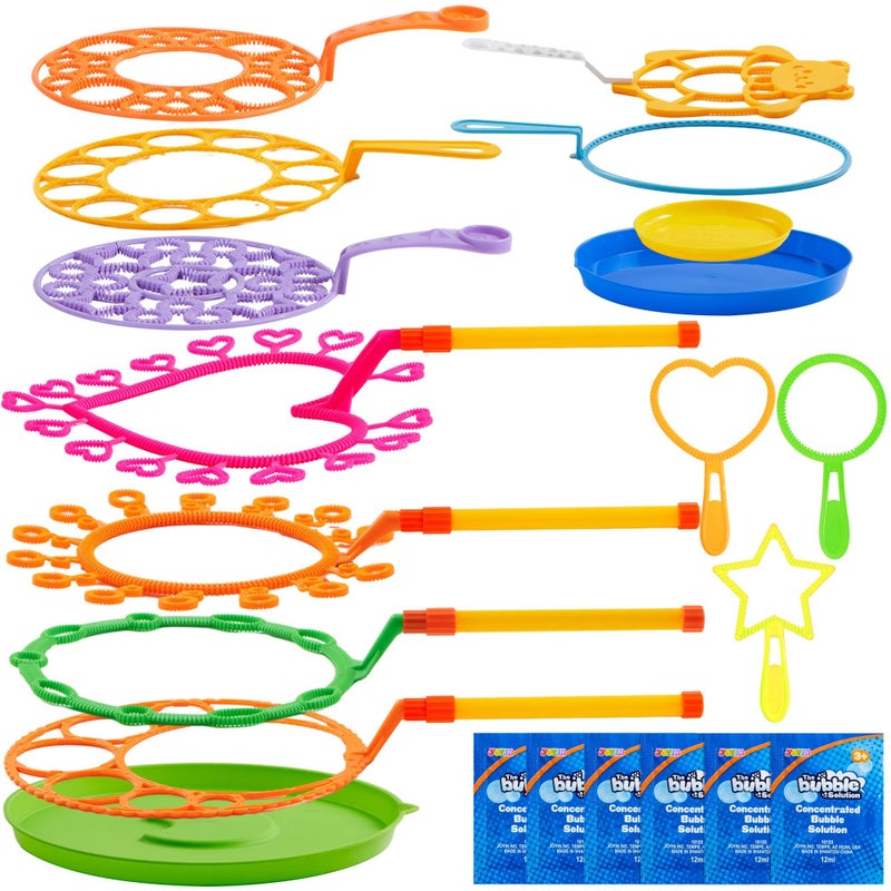 JOYIN Big Bubble Wands Set with with Tray, 21" Giant Bubble Wands Bulk for Kids, Summer, Outdoor Play Period & Birthday Party & Games, 6 Pcs Solution Suitable, Suitable for All Age People - Image 1