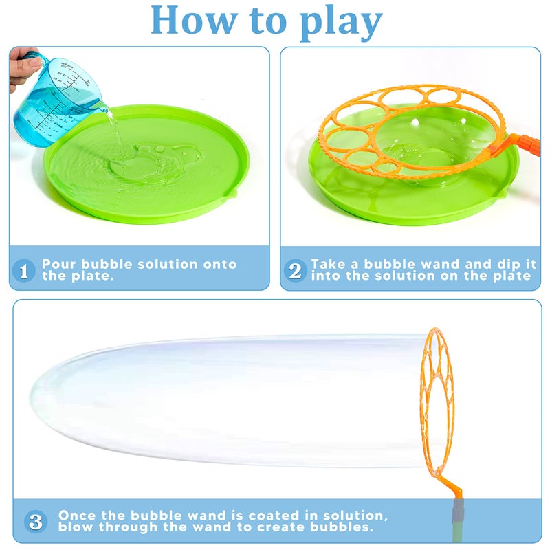 JOYIN Big Bubble Wands Set with with Tray, 21" Giant Bubble Wands Bulk for Kids, Summer, Outdoor Play Period & Birthday Party & Games, 6 Pcs Solution Suitable, Suitable for All Age People - Image 4