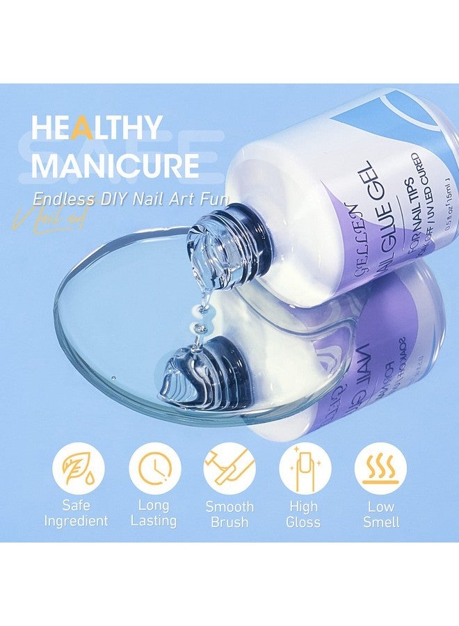 Gellen Nail Glue Gel, 2Pcs 15Ml 3 In 1 Gel Nail Glue For Acrylic Nail & Base Gel & Nail Strengthener Kit, Nail Glue For Press On Nails False Nails, Super Strong Gel Glue For Nail Extension - Image 3