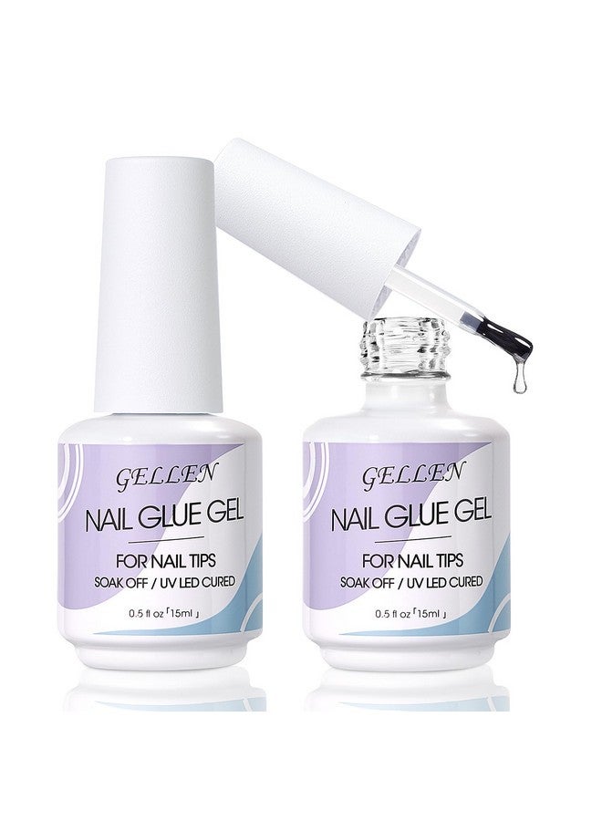Gellen Nail Glue Gel, 2Pcs 15Ml 3 In 1 Gel Nail Glue For Acrylic Nail & Base Gel & Nail Strengthener Kit, Nail Glue For Press On Nails False Nails, Super Strong Gel Glue For Nail Extension - Image 1